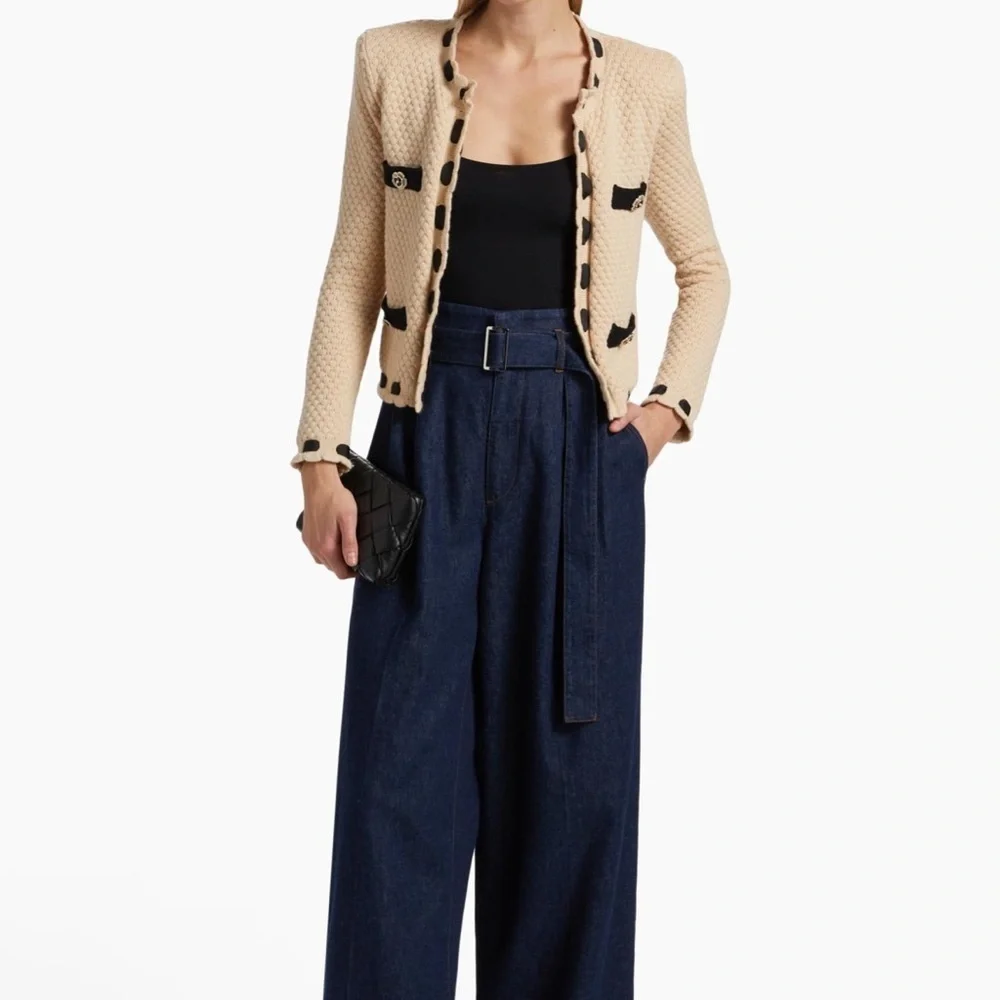 L'AGENCE Cream and Black Cardigan